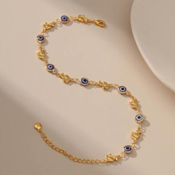 Evil Eye Anklet Gold For Women, Evil Eye Anklet Bracelets Minimalist Foot Jewel - Picture 3 of 5